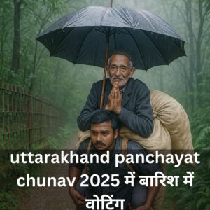 uttarakhand panchayat chunav 2025 में बारिश में वोटिंग